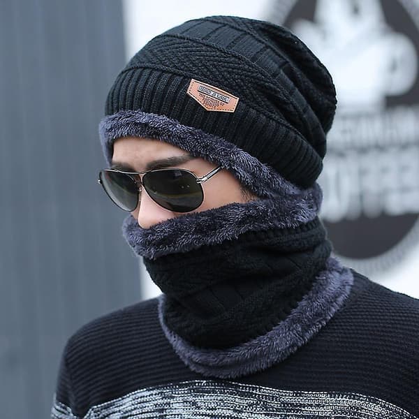 Herrar stickad mössa ylle mössa par stickad mössa kall mössa khaki
