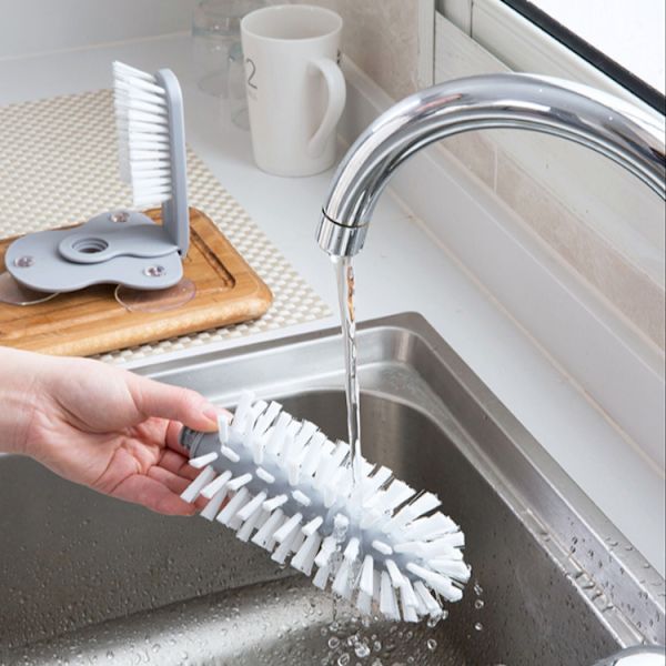 Glasrengöringsborste 1 st Lazy Brush Stor Sugkopp Dubbelsidig Borstborste för Vinglas