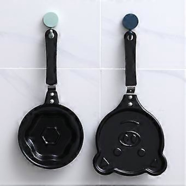 Mini Æg Morgenmad Stegepande Multi-Stilarter Non-Stick Pan Pandekage Crepe Pan Former Til HomeFrog Mønster (2 stk, Sort)