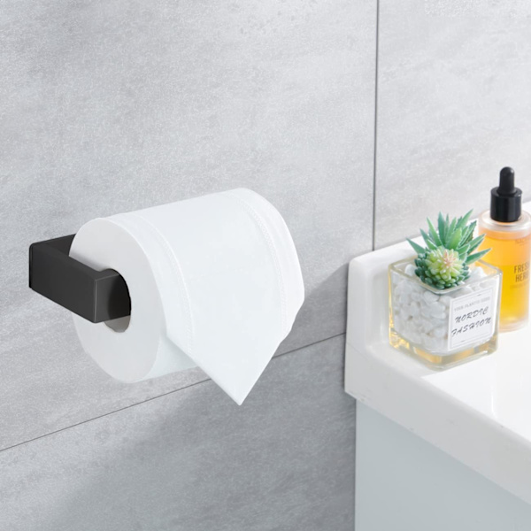 Ingen boring 304 rustfrit stål toiletrulleholder sort selvklæbende