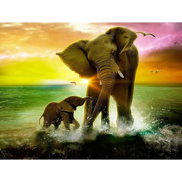 5D Diamantmålning Elefant, Diamantmålning Djurkonst DIY Full