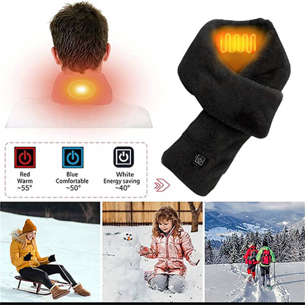USB-sähkölämmitteinen huivi, jossa on 3 säädettävää lämpötila-asetusta, W