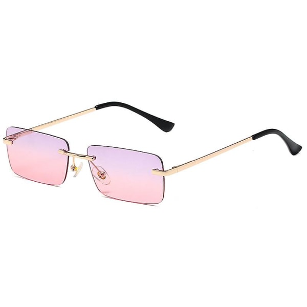 Rektangulära båglösa solglasögon som är kompatibla med kvinnor/män Ultralätt metallbåge（A）