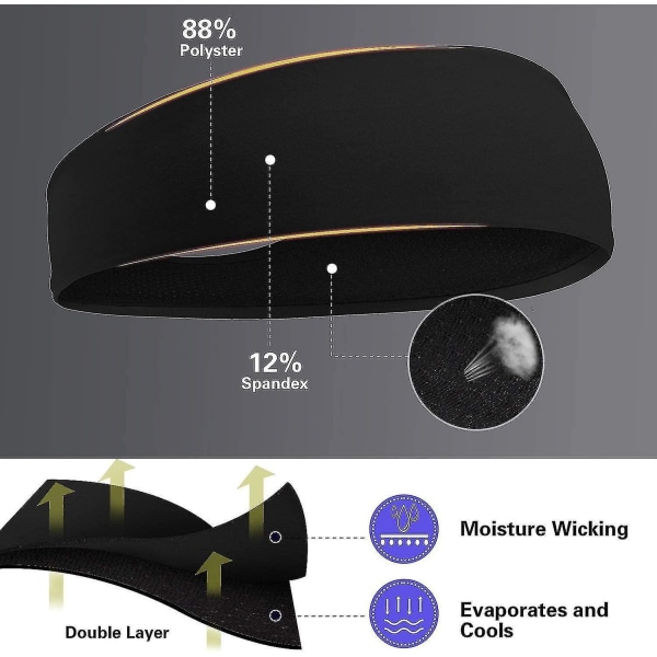 Hodebånd for menn, 3-pakks svettebestandige treningshodebånd for menn, kjølende hodebånd for løping