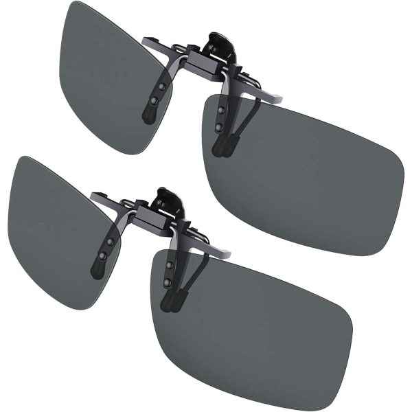 Clip-on solglasögon, polariserade solglasögon [2-pack Day Vision] Clip-on solglasögon för män/kvinnor för bilkörning och utomhusaktiviteter