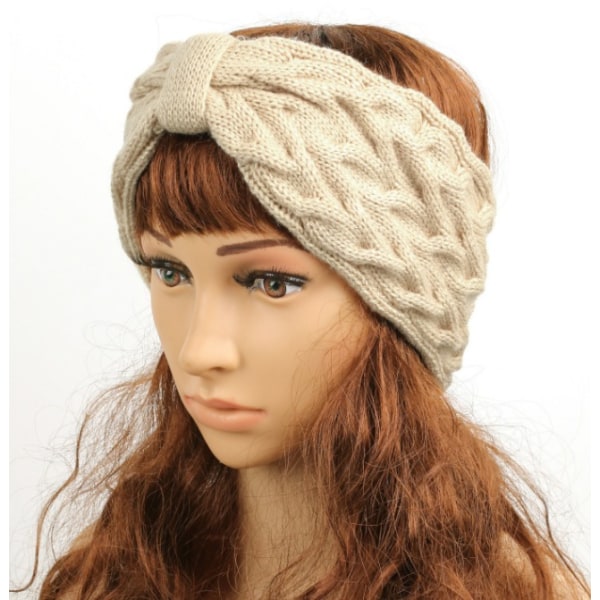 2 stk (beige + lys grå) Vinterhodebånd for kvinner, Vinterhodebånd for damer