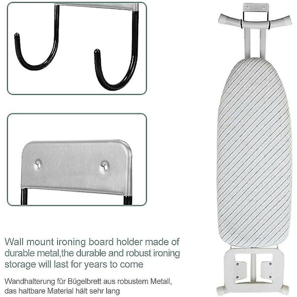 2 stk. Strygebræt Hanger Jernholder Rack Væg Dørholder Bord Kroge Sort