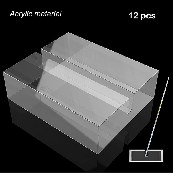 12 pakker akrylskiltstativer, gjennomsiktig akrylholder, akrylplasskortholdere, forretningsmenyholder, bordnumre