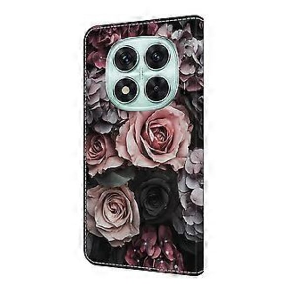 For Xiaomi Redmi Note 14 Pro 5G Lærveske Mønstertrykk Lommebok Stativ Flip Telefondeksel Chinese Rose