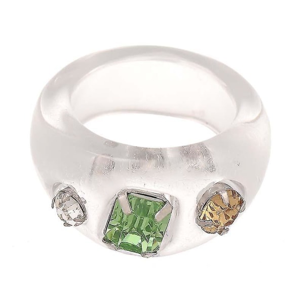 Candy Color Resin Ring Vintage Diamond Akryl Transparent Ring