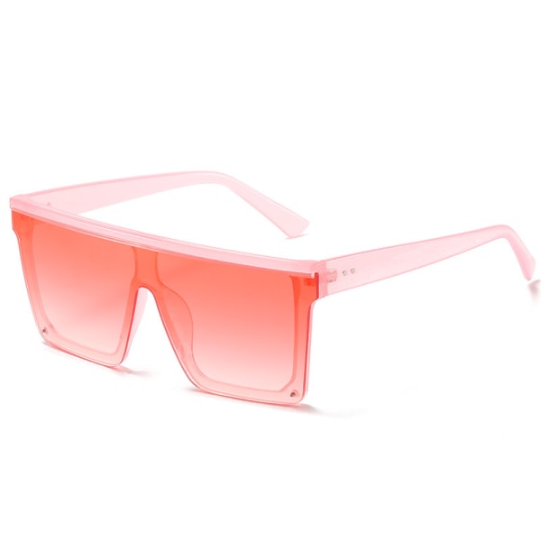 Oversized firkantede solbriller til kvinder og mænd - Fashion Flat Top Big Frame Shadestransparent Pink Frame