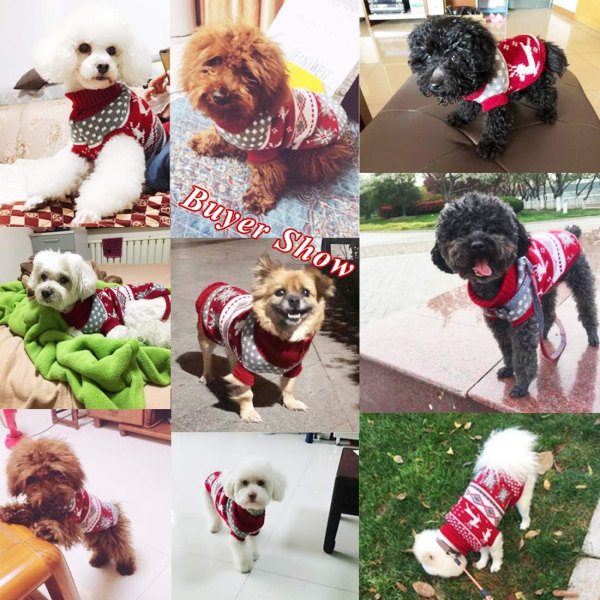 Dog Sweater Knitwear with Christmas Reindeer Pattern Clothes for