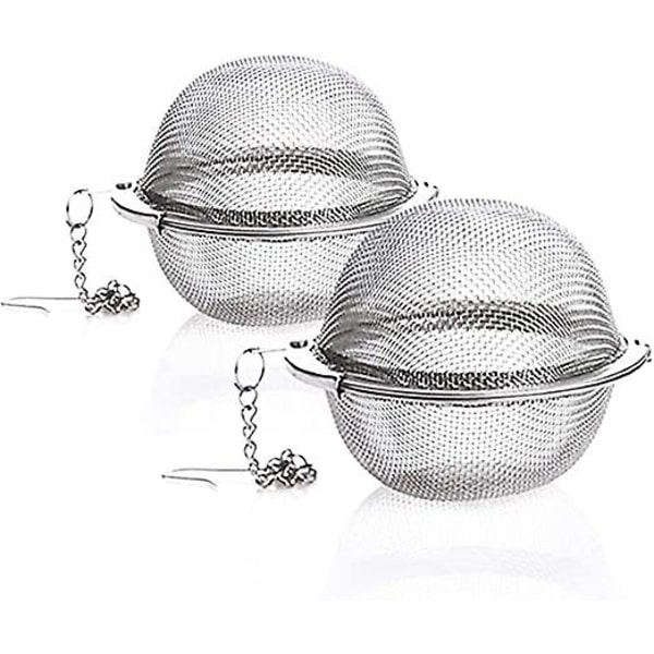 2 stk te-sil, rustfritt stål mesh ball infuser, te-filter diffuser med utvidet kjede for te og krydder