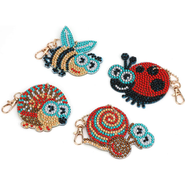 DIY insektsdiamantmålning nyckelringar, DIY 5D mosaikform diamant