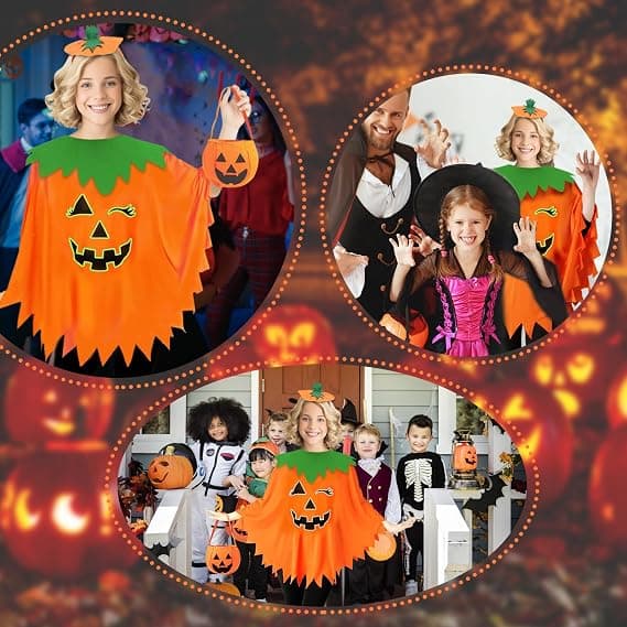 Vuxen pumpadräkt - Halloweenkostym med cape och väska