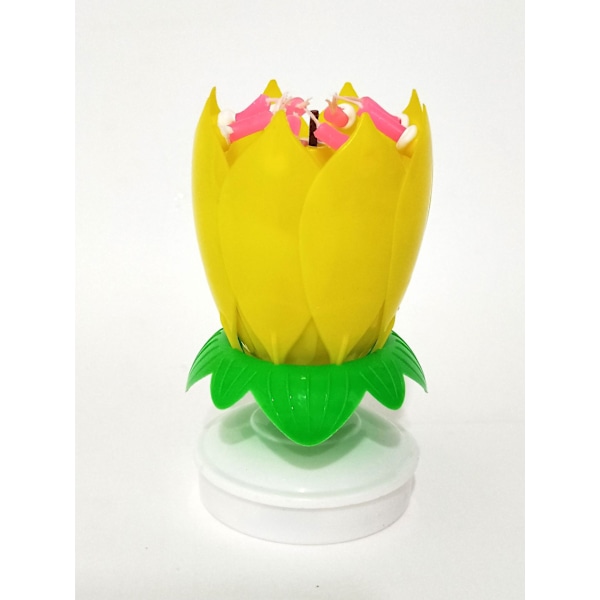 Magiske Bursdagslys Musikk Bursdagslys Roterende Lotus Bursdagskake Leke Gul