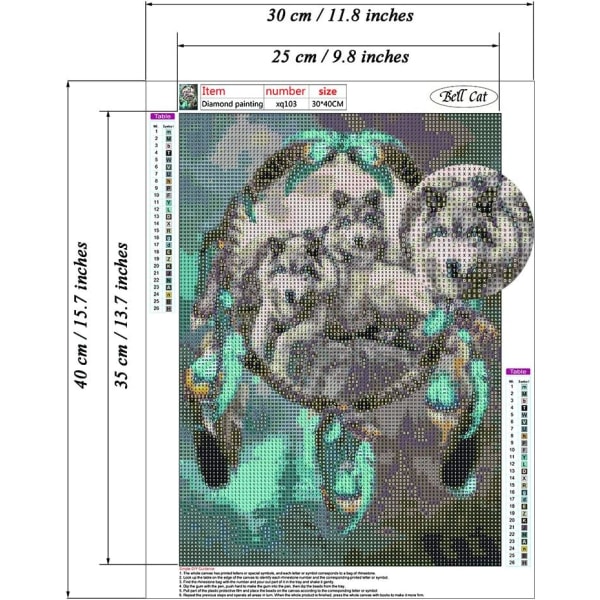 To ulve diamantmaleri kit, fuld dækning, runde diamanter, gør-det-selv kunstmaterialer - sjove gaver til voksne og børn, boligindretning (12\"x16\")