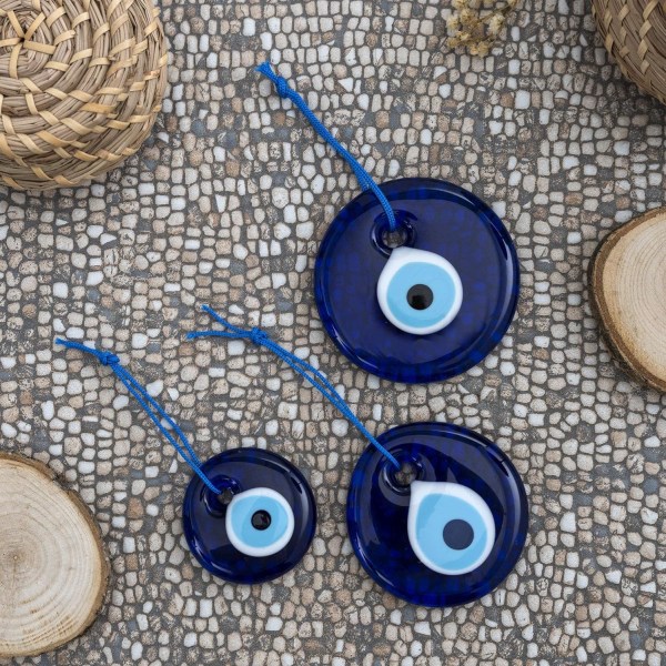 Turkish Blue Evil Eye Ornament - Turkiska Nazar Beads - Triple Evi