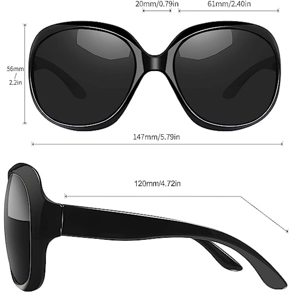 Polariserade solglasögon för kvinnor, överdimensionerade UV400-glasögon, fashionabla och