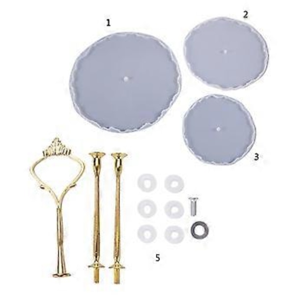 3-lagers Fruktskål DIY Form Tebricka Silikonform Bricka Underlägg Hartsform Serveringsbräda Platt Kristall Epoxihartsform Suit