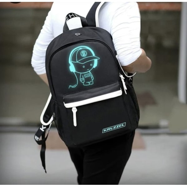 Ryggsäck med LED & Kodlås / Väska - 19L Svart