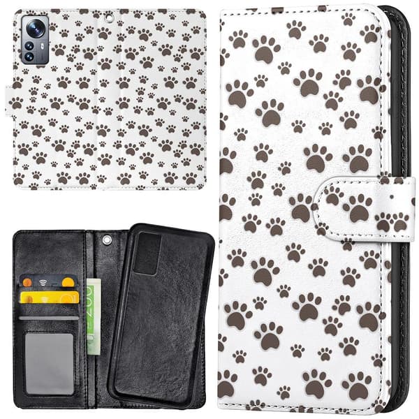 Xiaomi 12 - Plånboksfodral/Skal Paw Pattern