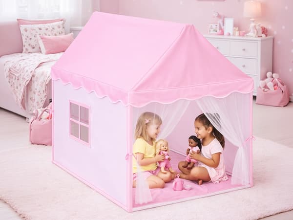 Lektält slott rosa stort
