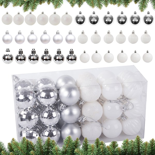 36-Pack Julkulor - Silver & Vit - 3 cm
