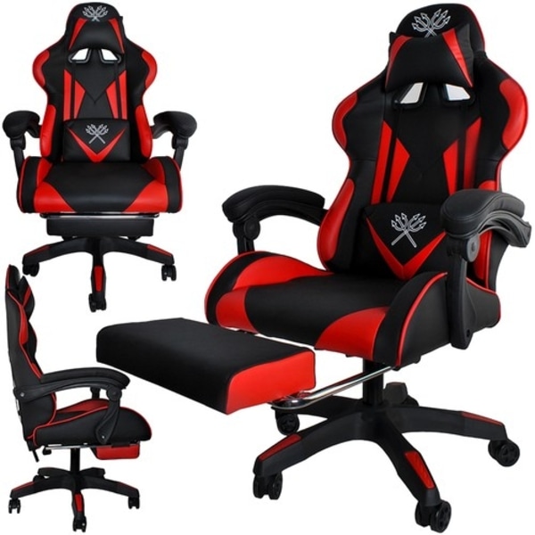Gaming stol - Kontorstol med fotstøtte - Stol for Gaming Black