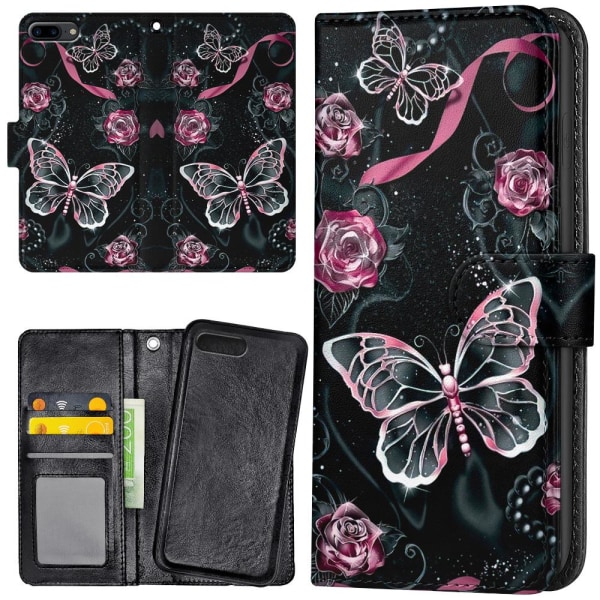 iPhone 7/8 Plus - Plånboksfodral/Skal Fjärilar