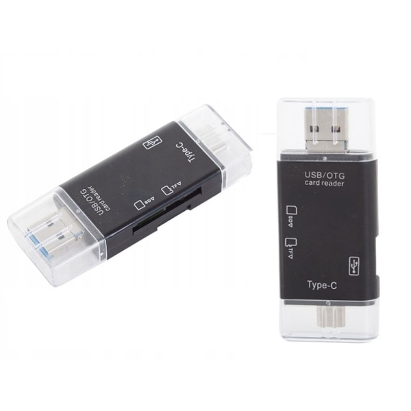 Kortläsare SD/MicroSD/TF - USB 2.0 / USB-C Adapter - OTG