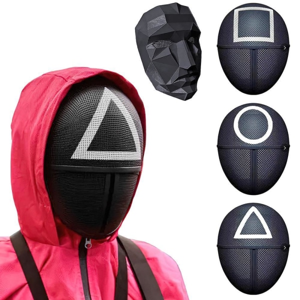 Squid Game Mask med tilbehør / Ansiktsmaske - Cosplay Black Square