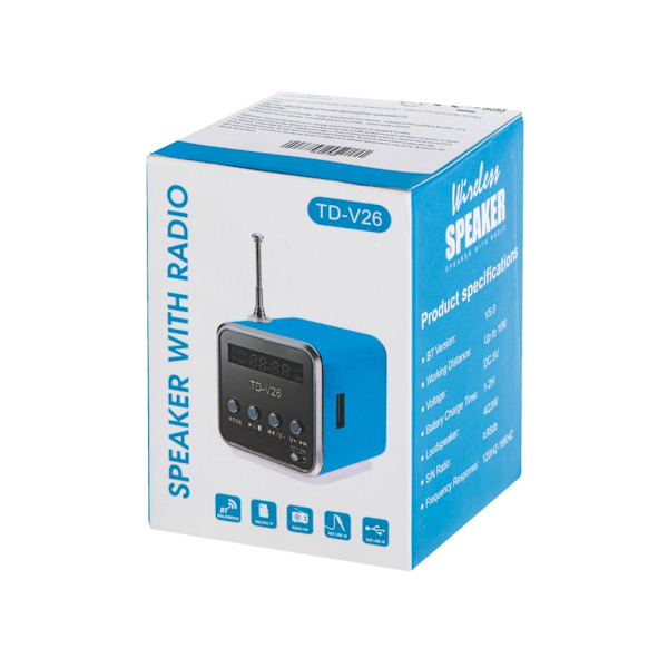 Uppladdningsbar bärbar radio med Bluetooth LCD-högtalare TD-V26