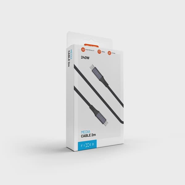 FIXED ARMOR USB 4.0 240W USB-C/C 20Gbps kabel 2m Grå