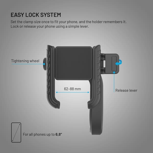 FIXED Bikee Plus Vista Cykel Telefonfäste med Smart Lock Svart