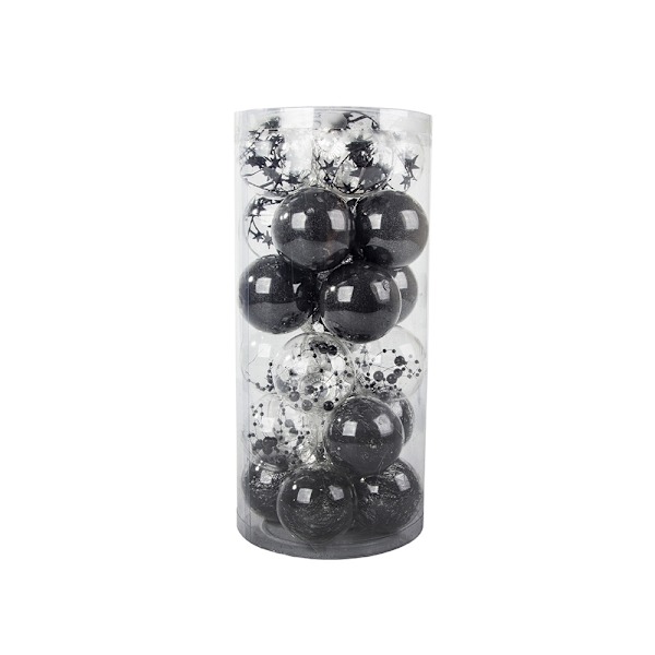 24-Pack Julkulor - Svart & Vit - 6 cm