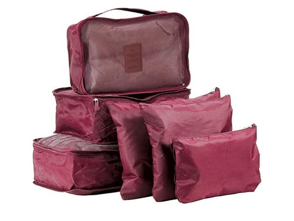 Organizer til Kuffert - 6-dele - Tasker til Rejse Wine red