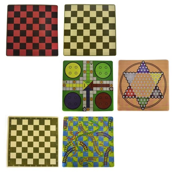 6-i-1 Resespel / Sällskapsspel - Schack / Backgammon / Fia m.m. Multicolor