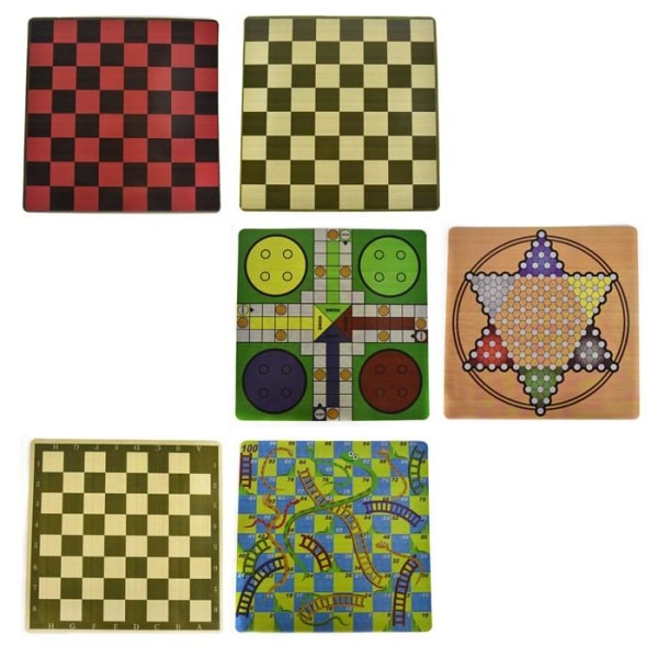 6-i-1 Resespel / Sällskapsspel - Schack / Backgammon / Fia m.m. multifärg