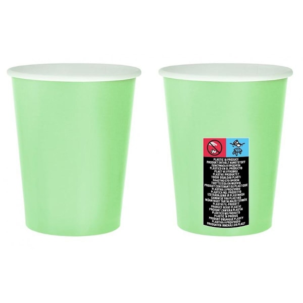 Mintgrön pappmugg i enfärgade, 14-pack, 270 ml