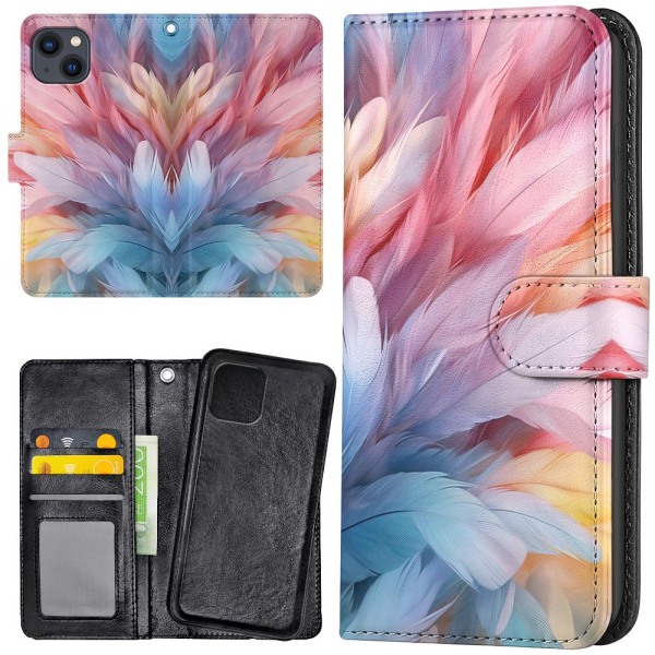 iPhone 15 Plus - Plånboksfodral/Skal Feathers