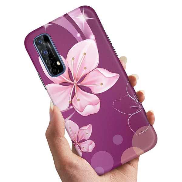 Skal / Mobilskal till Realme 7 - Vit Blomma