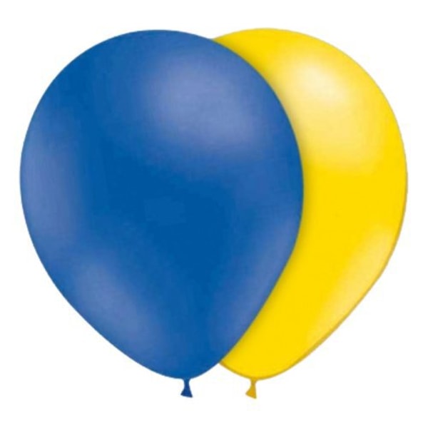 12-Pack - Ballonger Blå/Gula - Runda - Sverige Student multifärg
