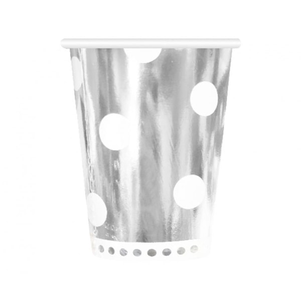 B&C Silver Pappersmuggar med Polkadots – 6 stycken, 266 ml