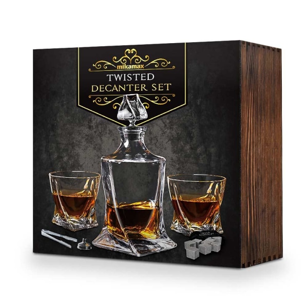Twisted Karaffelsæt - Whiskyglas & Whiskysten - Whisky Transparent b04c | Transparent | Fyndiq