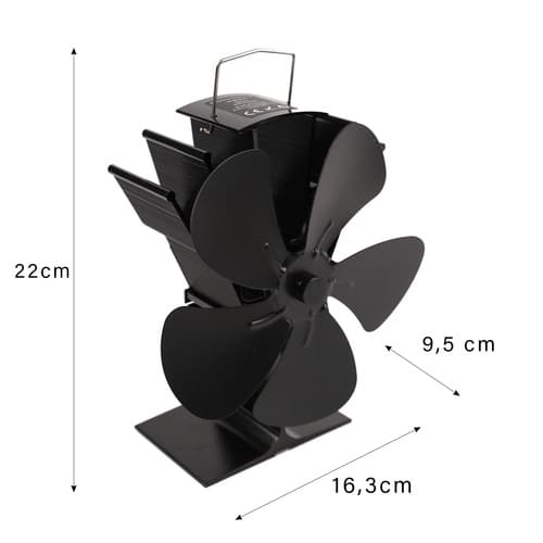 Kaminfläkt med 5-blad - Sprider effektivt ut värmen