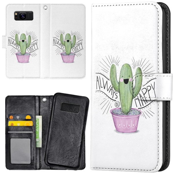 Samsung Galaxy S8 - Plånboksfodral/Skal Happy Cactus