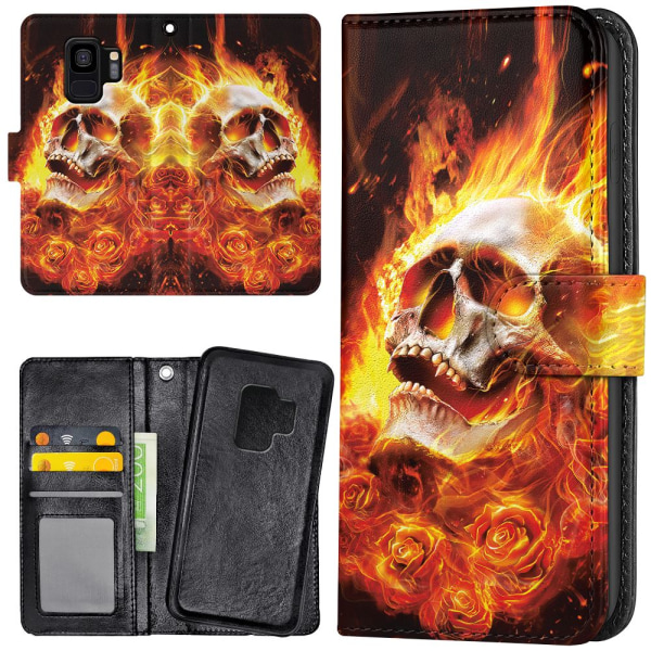 Samsung Galaxy S9 - Lompakkokotelo/Kuoret Burning Skull