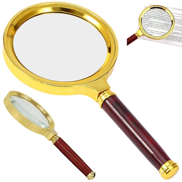 Klassisk hantering lupa 80mm guldglas elegant