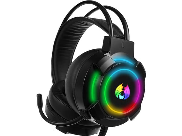 Trådbundna spelhörlurar led rgb med mikrofon 5.1